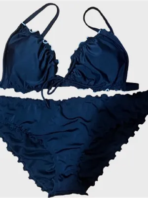 NWT Mixed brands Black Ruffle Triangle Bikini Set Size XL thumbnail 2