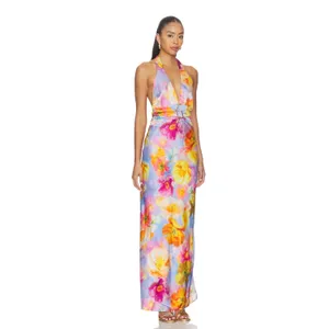 Show Me Your Mumu Chelsea Maxi Dress Brushed Blooms Abstract Print Size Small thumbnail 4