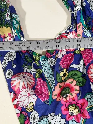 Maria B digital printed floral shirt dress boho smocked waist tiered S NWT thumbnail 11