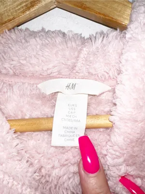 H&M Light Pink Fuzzy Kids Hooded Jacket thumbnail 6