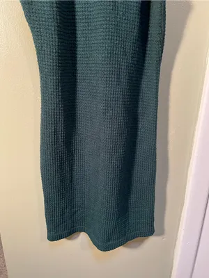 Women’s Size Medium Sleeveless Bodycon Mini Dress Dark Green High Neck Keyhole thumbnail 7
