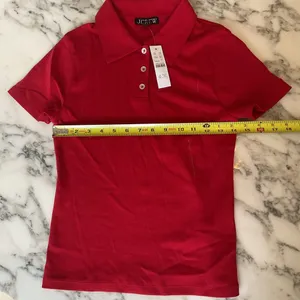 NWT JCrew Perfect-fit shrunken Red polo shirt Sz S Stubborn Green Tape Sold Out thumbnail 4