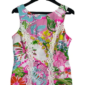 Lilly Pulitzer X Target Nosey Posie 4 Dress Bright Floral Pink Green Shift thumbnail 2