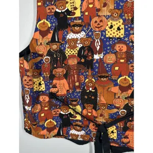 Vintage Halloween Womens Vest XL Teddy Bears Pumpkins Costumes 100% Cotton 90s thumbnail 6