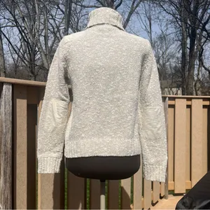 Vtg Ralph Lauren Women’s Chunky Beige & White Marled Turtleneck Sweater Size M thumbnail 5