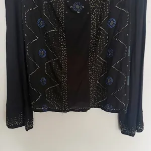 NWT Free People Beaded Black Boho Top size Medium thumbnail 4
