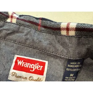 Wrangler Flannel Top Womens Medium Plaid Western Country 100% Cotton Travel thumbnail 3