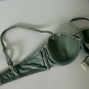 H&M Bikini Green White Polka Dot Swimwear Padded Bathing Suit / Size Small thumbnail 7