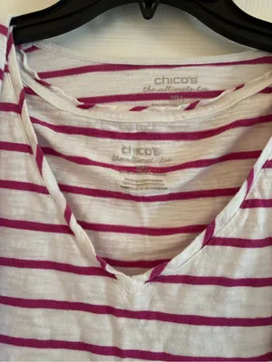 Chico's Set of Cardigan & and Matching Camisole-White with Magenta Stripes, XL thumbnail 6