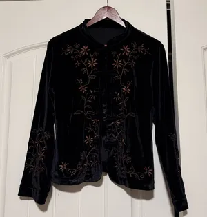 Coldwater Creek Black Velvet Floral Jacket thumbnail 1
