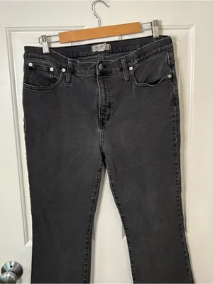 Madewell mid rise kick out jeans black plus size 32 straight leg cotton casual thumbnail 4