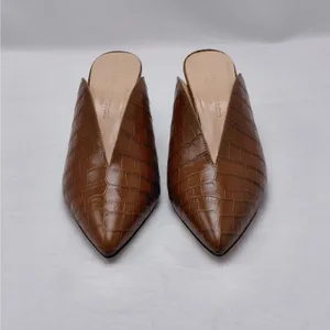 $289 NWT Club Monaco Mule Heels Women's Sz 7 Brown Croc Embossed Pointed Toe thumbnail 8