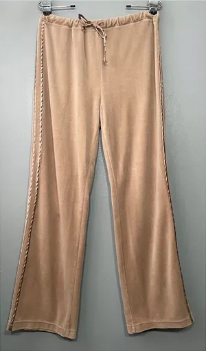 Y2K Everlast Velour Pants Womens Size M Taupe Track Drawstring Athleisure Y2K thumbnail 1