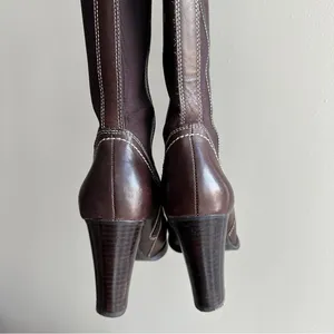 Franco Fortini Women Donna Mid-Calf Heeled Leather Boots, Y2K, Brown, Size 7.5M thumbnail 14