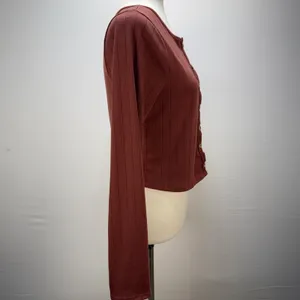 Free People Free-est Monica Shorts Cardigan Set Size M Brick Red Ribbed‎ Knit thumbnail 7