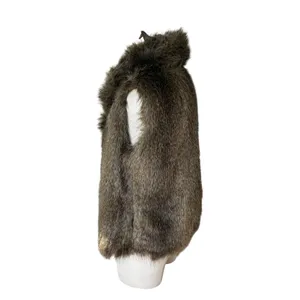 Jack Faux Fur Vest Brown Grey Shawl Collar Luxe Boho Mob Wife Size M thumbnail 4
