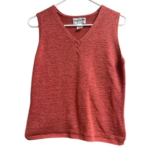 Pendleton Coral Pink Knit Cardigan Sleeveless Tank Set Medium thumbnail 3