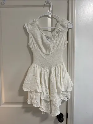 Princess Polly Cream Ruffled Tiered Mini Dress thumbnail 3