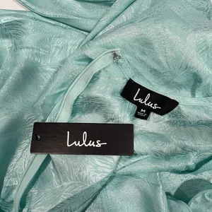 Lulus Stunning Moment‎ Light Blue Satin Jacquard Long Sleeve Mini Dress MEDIUM thumbnail 12