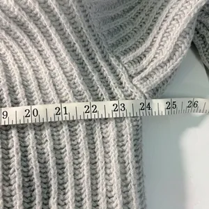 SHEIN Gray Balloon Sleeve Open Front Cardigan Sweater Large Knit Cozy EUC thumbnail 9