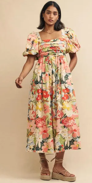 NOBODY'S CHILD Nova Floral Print Midi Dress Size Medium thumbnail 1