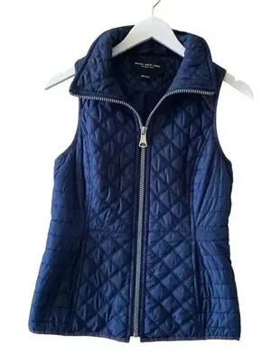 Marc New York Womens Medium M Quilted Sleeveless Vest Blue Full Zip SZ XS thumbnail 1