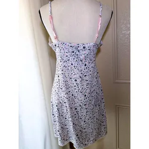 Laura Ashley Floral Lace Trim Nightgown XL White Purple Striped V-Neck‎ Chemise thumbnail 3