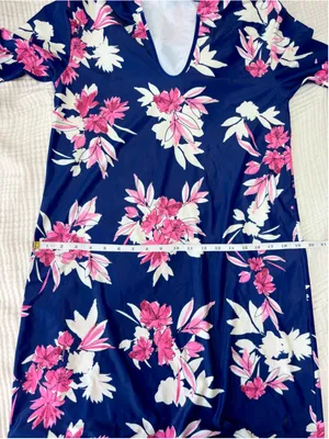 Women's Nautica Floral Swim Coverup Dress, Size L, Blue and Pink thumbnail 8