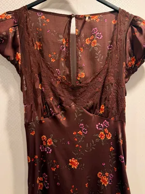 Free People Butterfly Babe Burgundy Floral Satin Lace-Trim Maxi Dress thumbnail 14