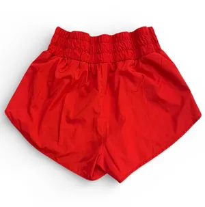 Womens Red Elastic Waist Shorts thumbnail 2