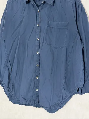 We The Free Women’s Happy Hour Button Down Shirt Longsleeve Oversized in Navy XL thumbnail 4