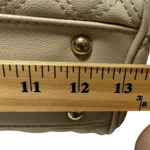 Anne Klein Satchel‎ Bag Womens Coral Cream Quilted Chain Shoulder Purse Padlock thumbnail 13