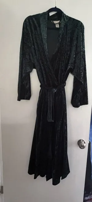 Vintage Lane Bryant Emerald Green Velvet Robe Size 14/20 thumbnail 1