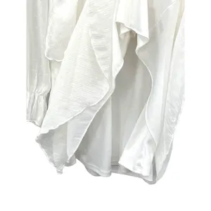 Tiered Ruffle White Mini‎ Dress Womens Large V Neck Romantic Feminine Tie Back thumbnail 5