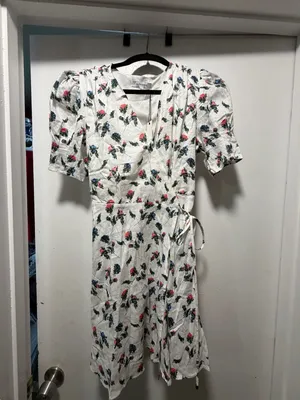 Olivaceous Floral Print Puff Sleeve Wrap Mini Dress thumbnail 5