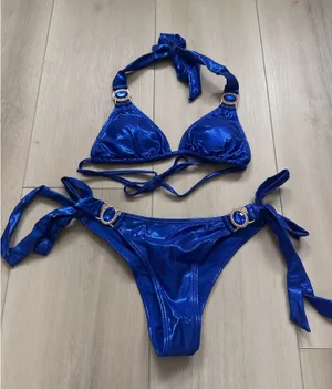 Moda Minx cheeky bikini set Blue thumbnail 1