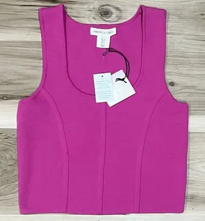 NEW Happily Grey Pink Cropped Tank Top Women’s Large thumbnail 1