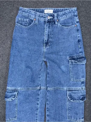 Pacsun Jeans 90s Boyfriend Straight 24 Medium Blue Denim Cargo Utility Workwear thumbnail 3