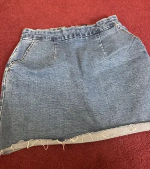 Forever 21 Light Blue Denim Mini Skirt with Raw Hem thumbnail 1