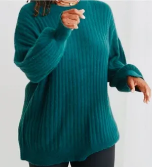 Aerie Emerald Green Fuzzy Soft‎ Buttercream Crew Sweater thumbnail 1