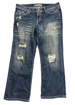BKE Stella Y2K Distressed Flare Jeans Cropped Western Cowgirl Size 29 Grunge thumbnail 1