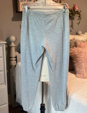 Big Flirt Cotton Gray Sweatpants Drawstring Joggers Low Rise Runs Snug Size M thumbnail 5