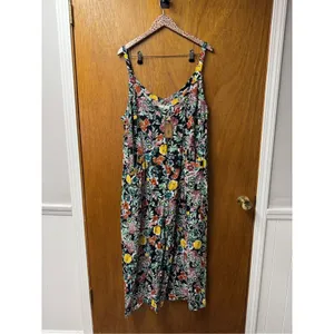 Natural Life Floral Wide Leg Sleeveless Cropped Jumpsuit Multicolor XL NEW thumbnail 11