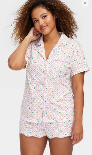 Roller Rabbit pajamas rainbow disco hearts shorts target collab cotton scalloped thumbnail 1