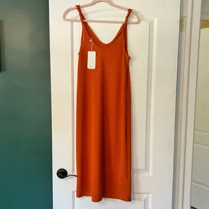 NWOT Mango orange midi dress thumbnail 4