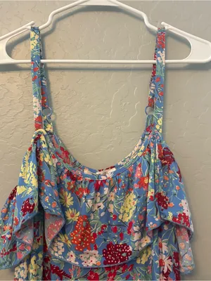 Abel the Label ATL anthropologie blue candy ruffle midi dress small NEW thumbnail 2