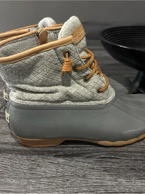 Sperry Gray and Tan Quilted Duck Boots thumbnail 3