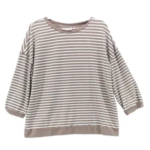 Belle by Kim Gravel Womens Sweatshirt Size‎ M Stripe Nautical 3/4 Sleeve thumbnail 1