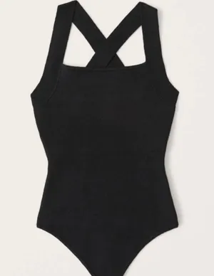 Abercrombie Crossback Knit Bodysuit in Black thumbnail 4