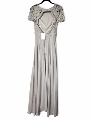 Maniju Romantic Cottagecore Lace Open Back Maxi Dress‎ Gray NWT Small thumbnail 4